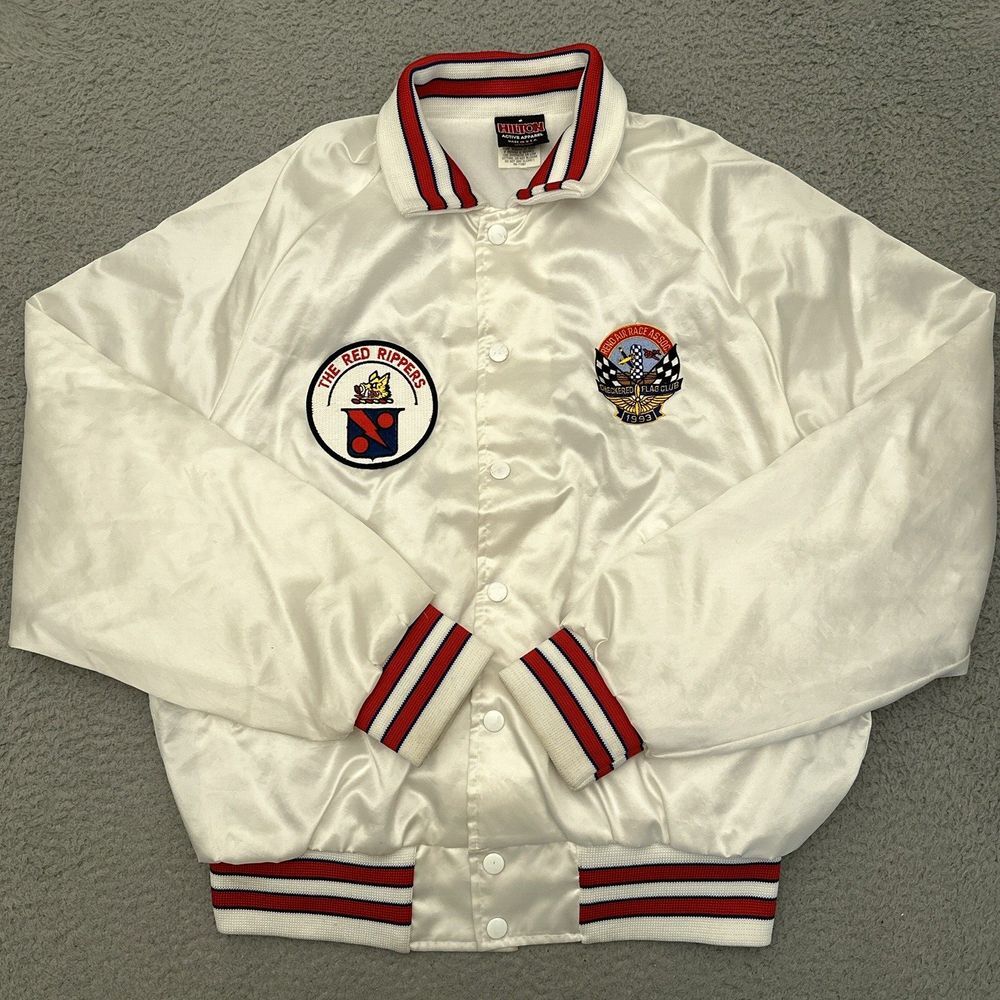 Vtg‎ 1993 Reno Air Race Checkered Flag Club Bomber Jacket Medium Lightweight USA